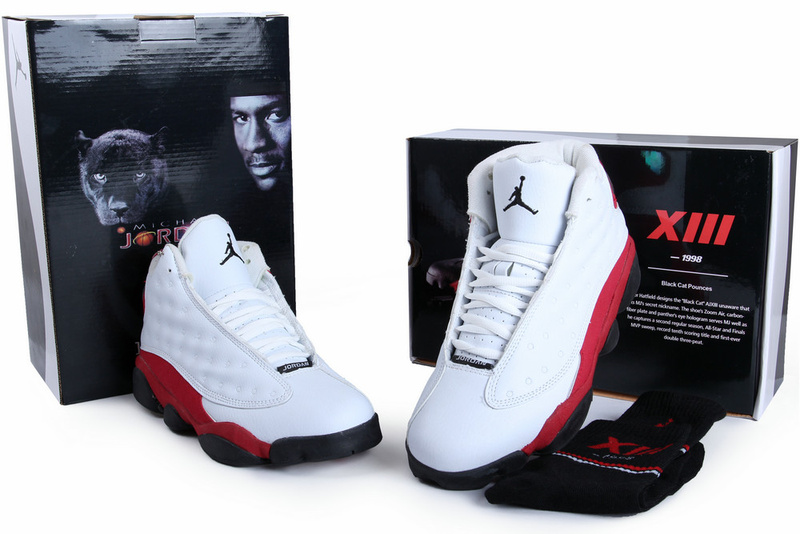 2013 Hardcover Air Jordan 13 White Red Black Shoes