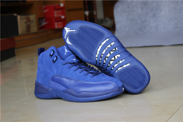 2016 Air Jordan 12 Blue Suede Shoes 
