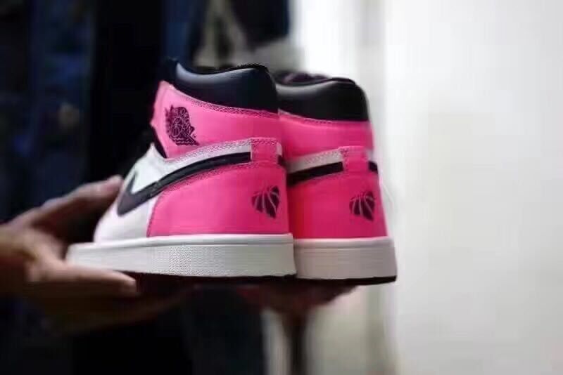 2017 Air Jordan 1 Valentine's Day Black White Pink Shoes