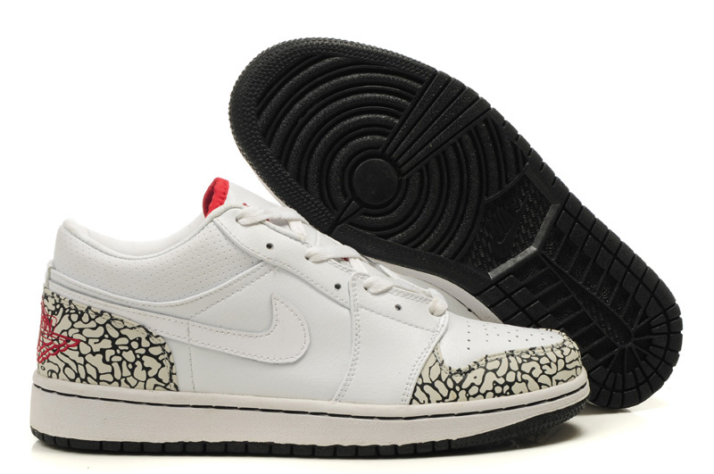 Low Air Jordan 1 White Cement Black Shoes