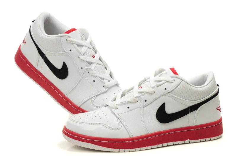 Low Air Jordan 1 White Red Black Shoes