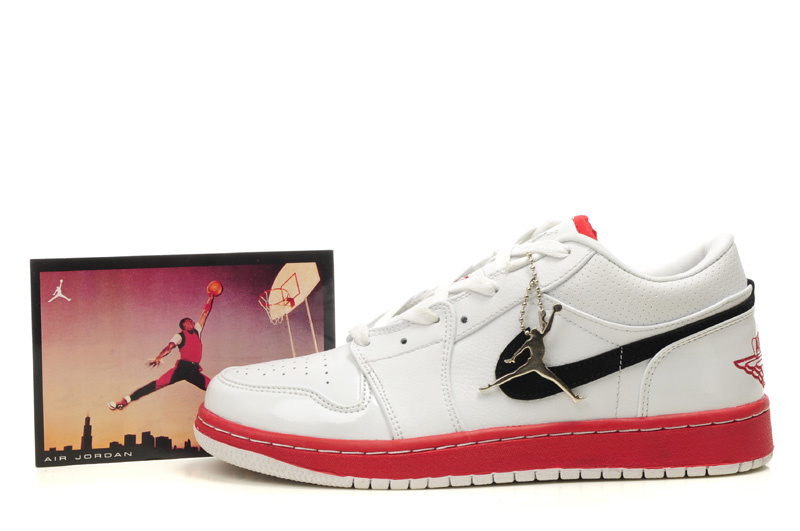 Low Air Jordan 1 White Red Black Shoes