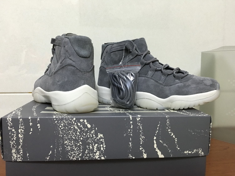 Air Jordan 11 PRM Grey Suede Shoes