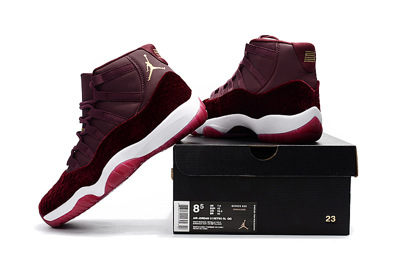 Air Jordan 11 Velvet Night Maroon Wine Red Gold Shoes