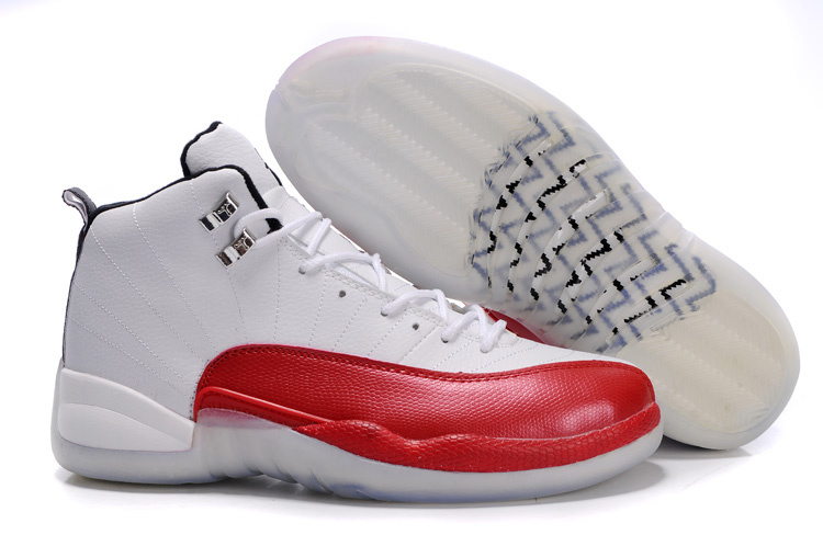 Air Jordan 12 Transparent Sole White Red Shoes