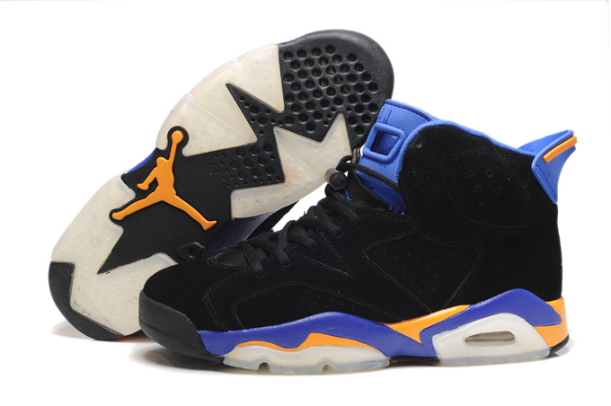 New Air Jordan 6 Suede Black Blue White Shoes