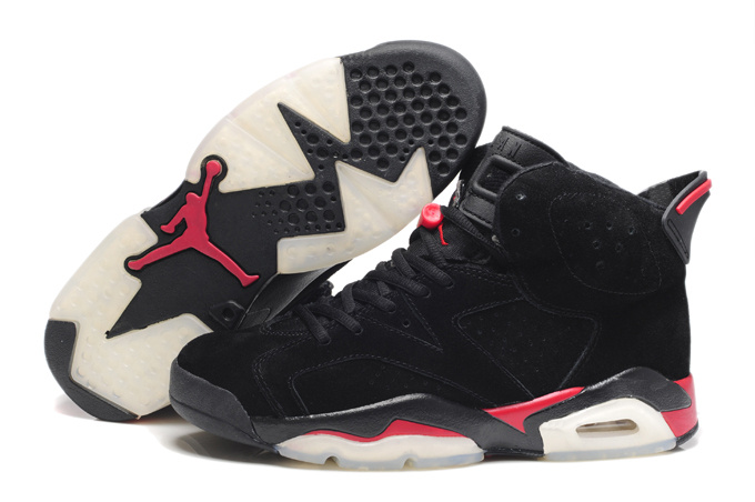 New Air Jordan 6 Suede Dark black Red Shoes