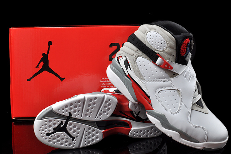 Duplicate Air Jordan 8 White Grey Red Shoes