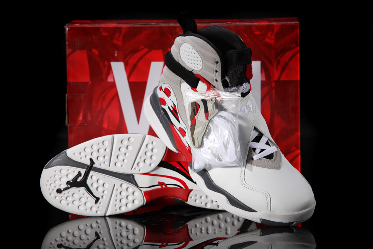 Hardback Air Jordan 8 White Grey Red Shoes