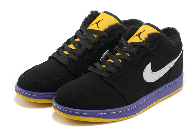 Low Air Jordan Retro 1 Wool Black Blue Yellow Shoes