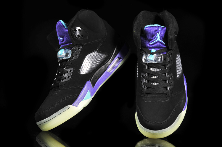 Midnight Air Jordan 5 Black Purple White Shoes