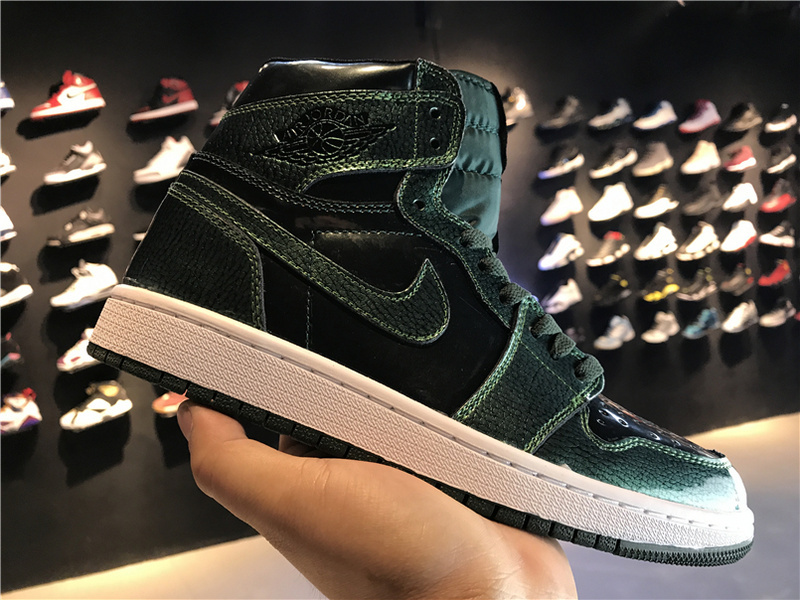 New Air Jordan 1 Green Patent Leather Shoes