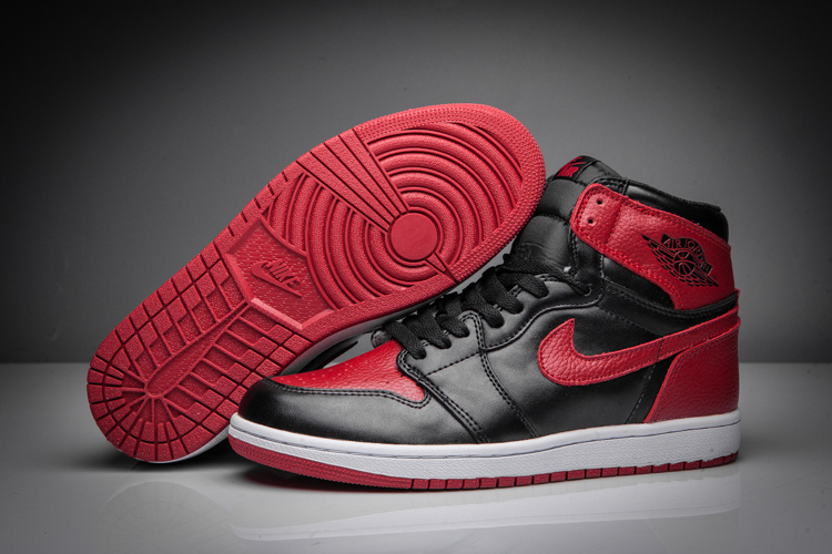 New Air Jordan 1 Red Black White Swoosh Shoes - Click Image to Close