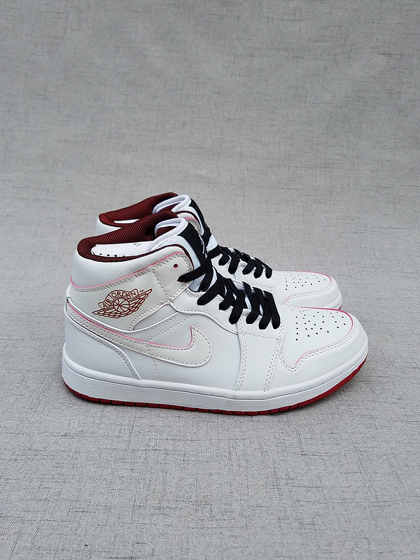 New Air Jordan 1 Retro MID White Black Red Shoes