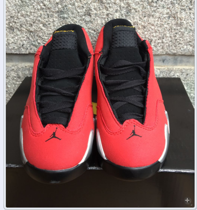 New Air Jordan 14 Ferrari Red Black Shoes For Kids