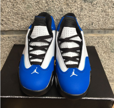 New Air Jordan 14 White Blue Black Shoes For Kids