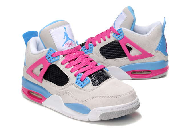 2013 Air Jordan 4 Wite Pink Blue For Women