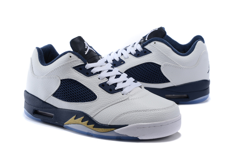 New Air Jordan 5 Low White Blue Shoes - Click Image to Close