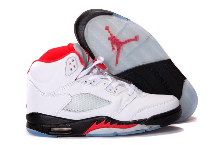 2013 Air Jordan 5 White Black Red Shoes