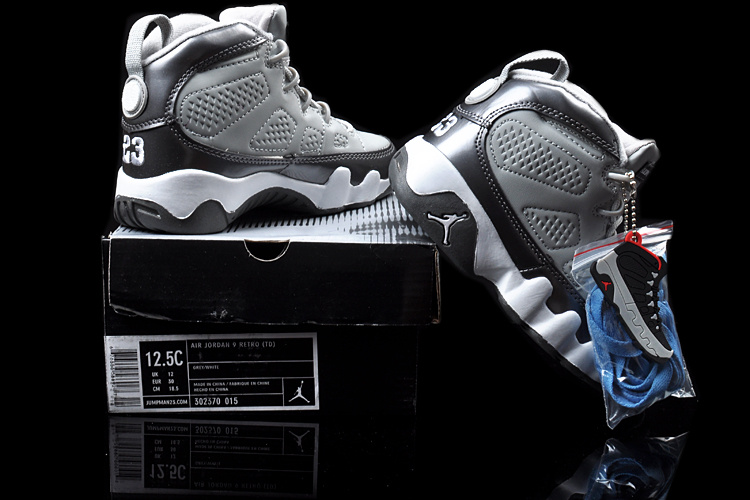 2013 Jordan 9 Grey Black White For Kids