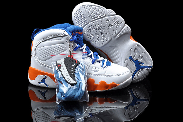 2013 Jordan 9 White Blue Orange For Kids