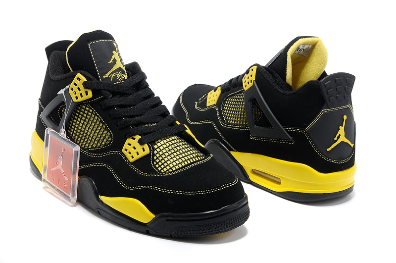 2013 Air Jordan 4 Black Yellow Shoes