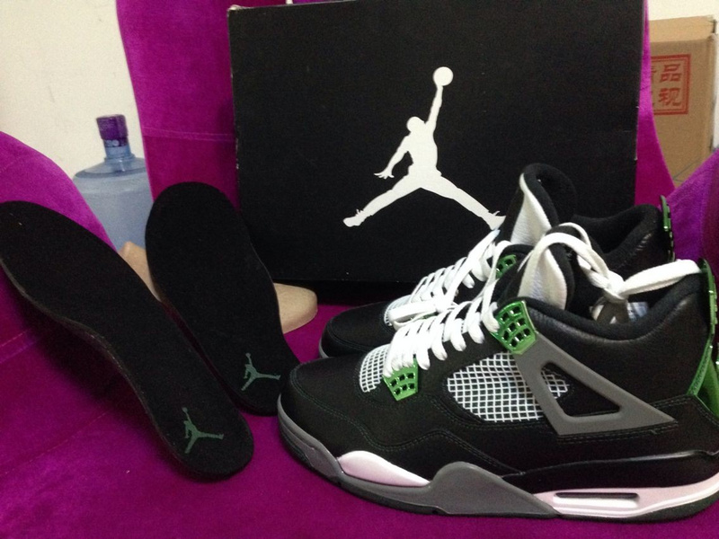 New Retro Jordan 4 Oregon Duck Black White Green Shoes