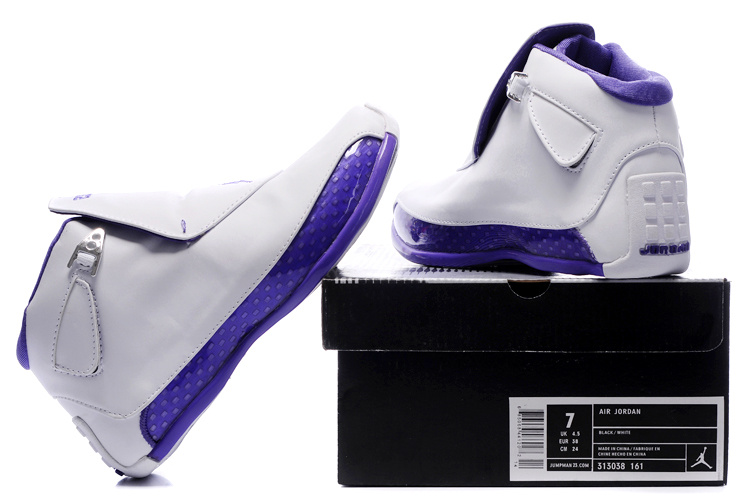 Women Air Jordan 18 White Purple Shoes