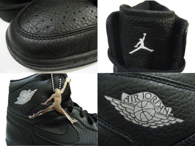 Jordan 1 Retro 2001 All Black Metallic Silver Shoes